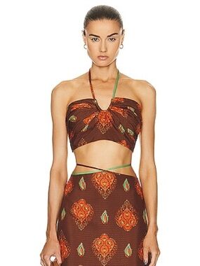 Johanna Ortiz Guardian Of Wisdom Crop Top ONLY  Multi Colored Incan Print US 8